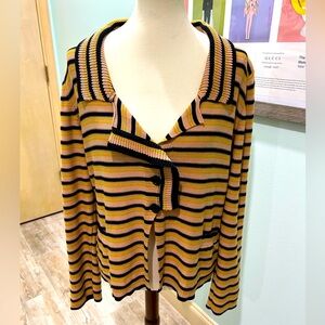 Vintage Sonia Reikel classic striped cardigan sweater. Large